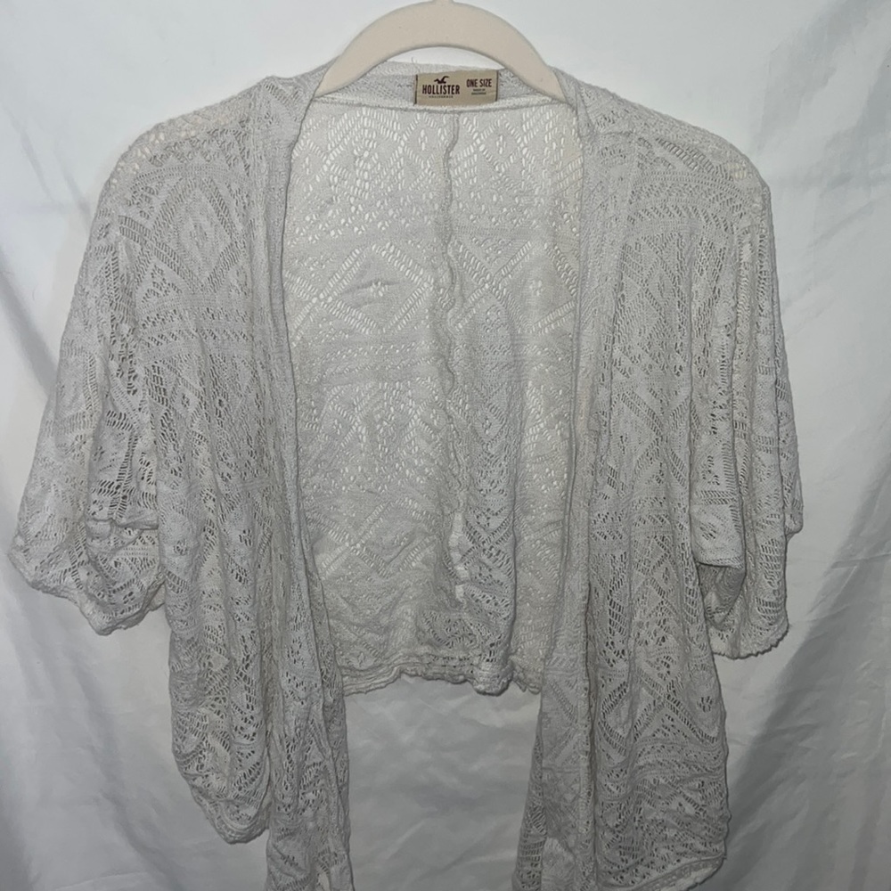 Hollister white knit cardigan/swim cover up